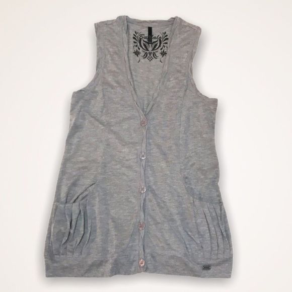 BUFFALO Gray Button Down Long Vest - Picture 1 of 9